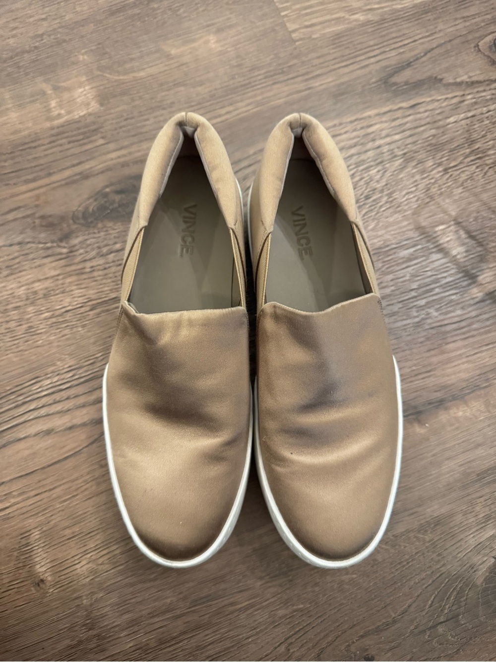 Vince Slip-On Sneakers in Taupe and White